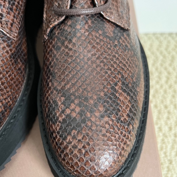 Rachel Comey Halt Brown Snake Print Embossed Leather Lace Up Combat Ankle Boots - Picture 4 of 14